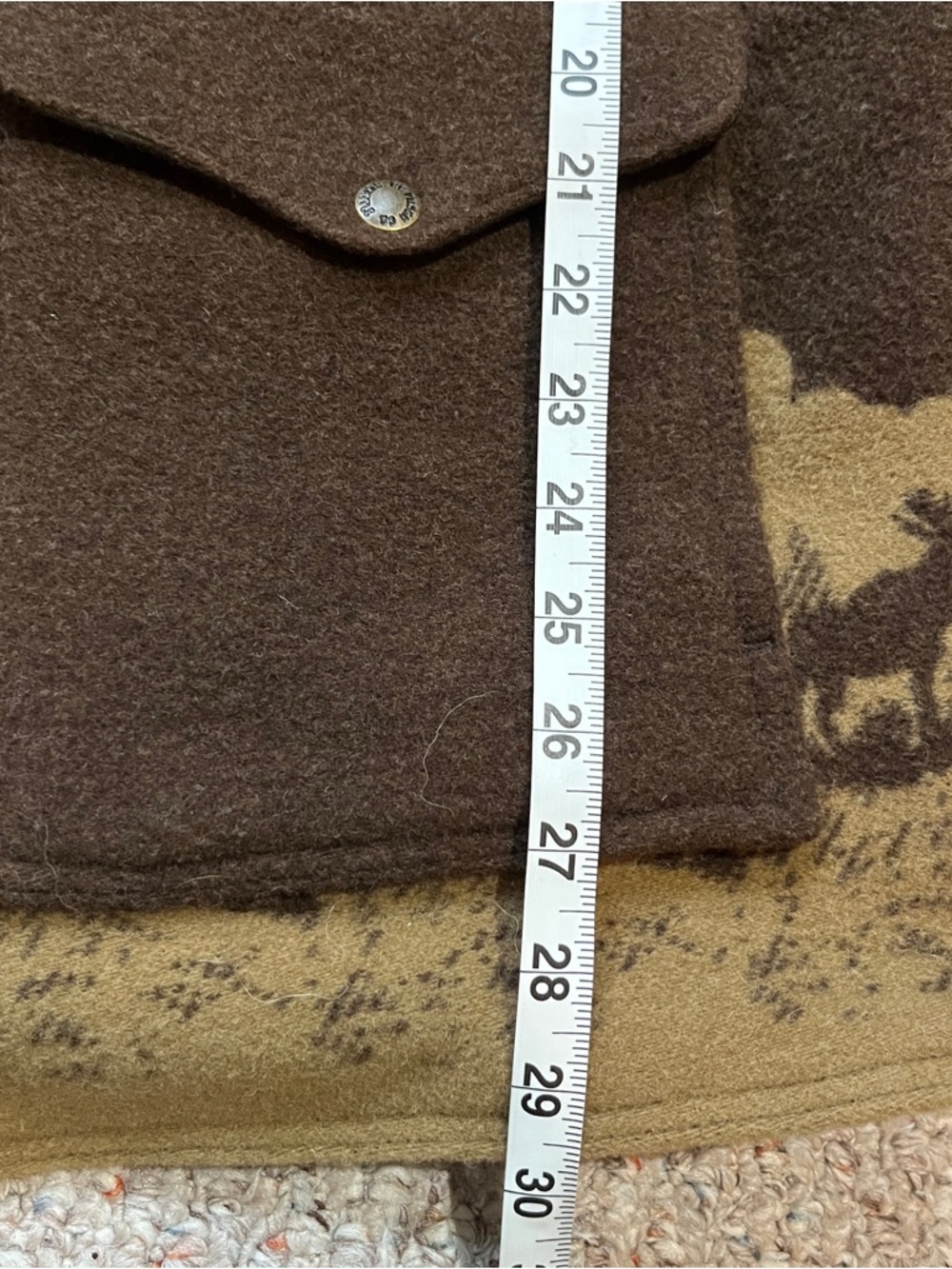 Filson moose jacquard heavyweight wool cruiser jacket brown button front Medium - Picture 9 of 12